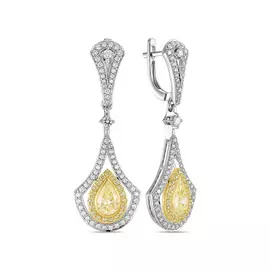 Серьги c бриллиантами и цветными бриллиантами