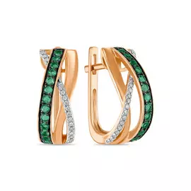 Серьги c бриллиантами и изумрудами