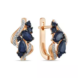 Серьги c бриллиантами и сапфирами