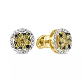 Серьги c бриллиантами и цветными бриллиантами