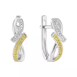 Серьги c бриллиантами и цветными бриллиантами