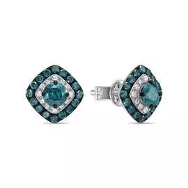 Серьги c бриллиантами и цветными бриллиантами