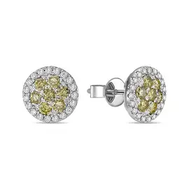 Серьги c бриллиантами и цветными бриллиантами