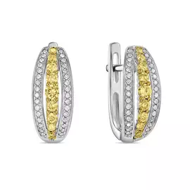 Серьги c бриллиантами и цветными бриллиантами