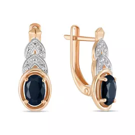 Серьги c бриллиантами и цветными сапфирами