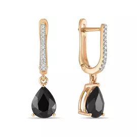 Серьги c бриллиантами и цветными сапфирами