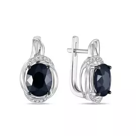 Серьги c бриллиантами и цветными сапфирами