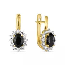 Серьги c бриллиантами и цветными сапфирами