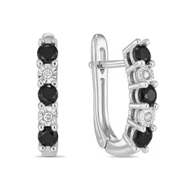 Серьги c бриллиантами и цветными сапфирами