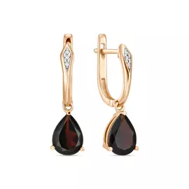 Серьги c бриллиантами и гранатами