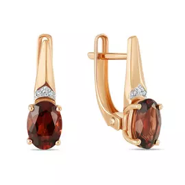 Серьги c бриллиантами и гранатами