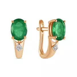 Серьги c бриллиантами и изумрудами