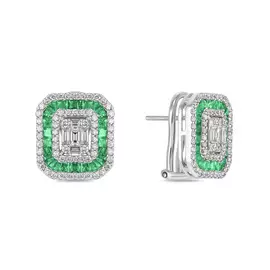 Серьги c бриллиантами и изумрудами