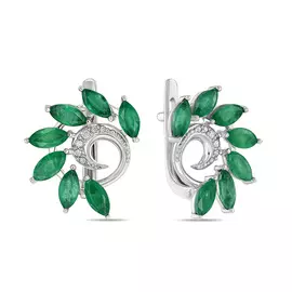 Серьги c бриллиантами и изумрудами