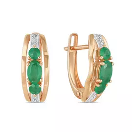 Серьги c бриллиантами и изумрудами