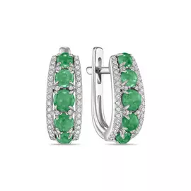 Серьги c бриллиантами и изумрудами