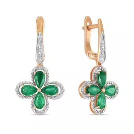 Серьги c бриллиантами и изумрудами