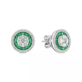 Серьги c бриллиантами и изумрудами