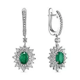 Серьги c бриллиантами и изумрудами