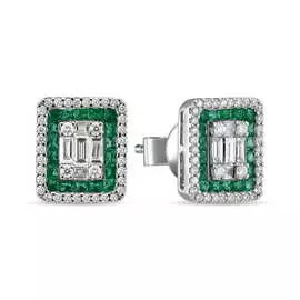 Серьги c бриллиантами и изумрудами