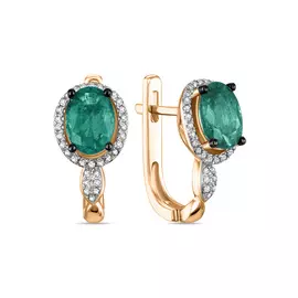 Серьги c бриллиантами и изумрудами