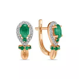 Серьги c бриллиантами и изумрудами