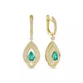 Серьги c бриллиантами и изумрудами