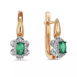 Серьги c бриллиантами и изумрудами