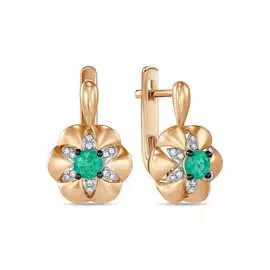 Серьги c бриллиантами и изумрудами