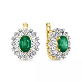 Серьги c бриллиантами и изумрудами