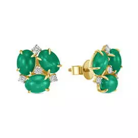 Серьги c бриллиантами и изумрудами