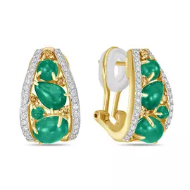 Серьги c бриллиантами и изумрудами