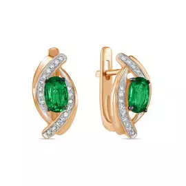 Серьги c бриллиантами и изумрудами