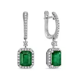 Серьги c бриллиантами и изумрудами