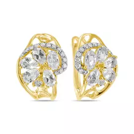 Серьги c бриллиантами и кварцем