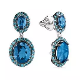 Серьги c бриллиантами и лондон топазами