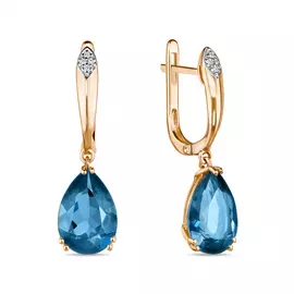 Серьги c бриллиантами и лондон топазом