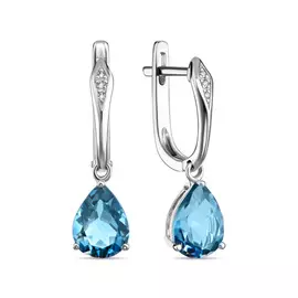 Серьги c бриллиантами и лондон топазом