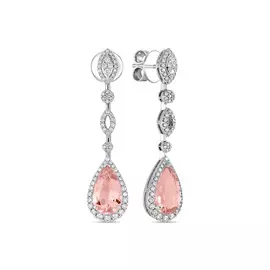 Серьги c бриллиантами и морганитами