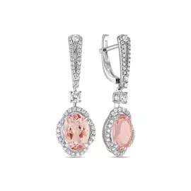 Серьги c бриллиантами и морганитами