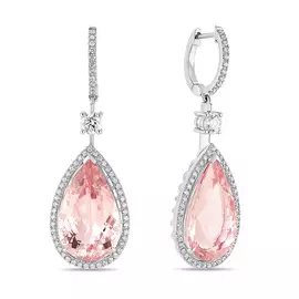 Серьги c бриллиантами и морганитами