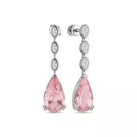 Серьги c бриллиантами и морганитами