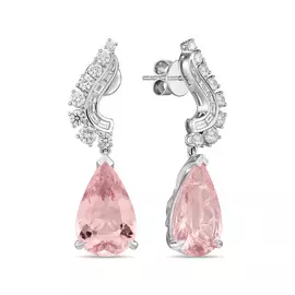 Серьги c бриллиантами и морганитами