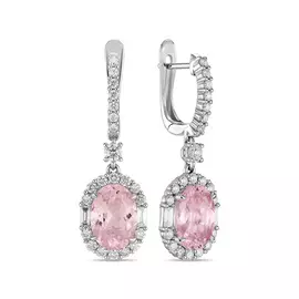 Серьги c бриллиантами и морганитами