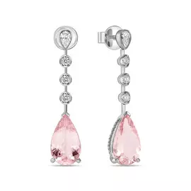 Серьги c бриллиантами и морганитами