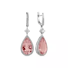 Серьги c бриллиантами и морганитами