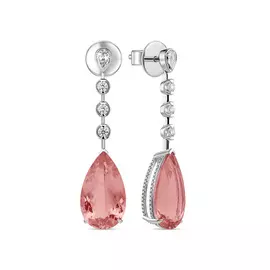 Серьги c бриллиантами и морганитами