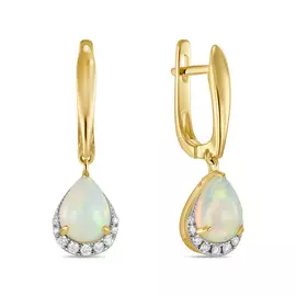 Серьги c бриллиантами и опалами