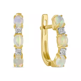 Серьги c бриллиантами и опалами