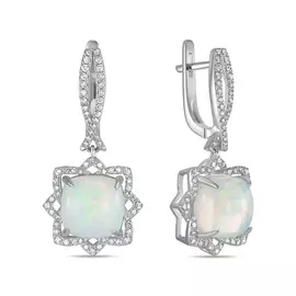 Серьги c бриллиантами и опалами